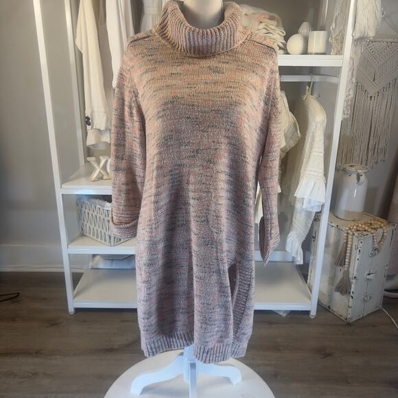 Pure jill Sweaters - Pure Jill Womens Sz M Marled Turtleneck Sweater Dress/Tunic with Side slit #3053
